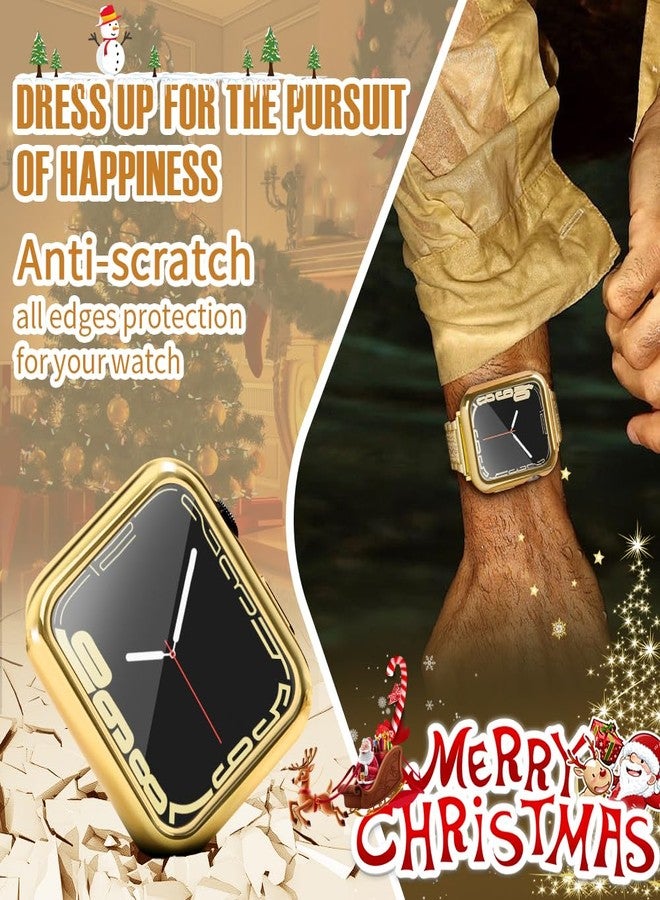 top4cus 45mm Case Soft Flexible Lightweight Anti-Scratch All Around Protective 45mm Iwatch Cover Case Shiny Shockproof Bumper with Screen Protector Compatible with Apple Watch Series 9/8/7 -Gold - Image 4